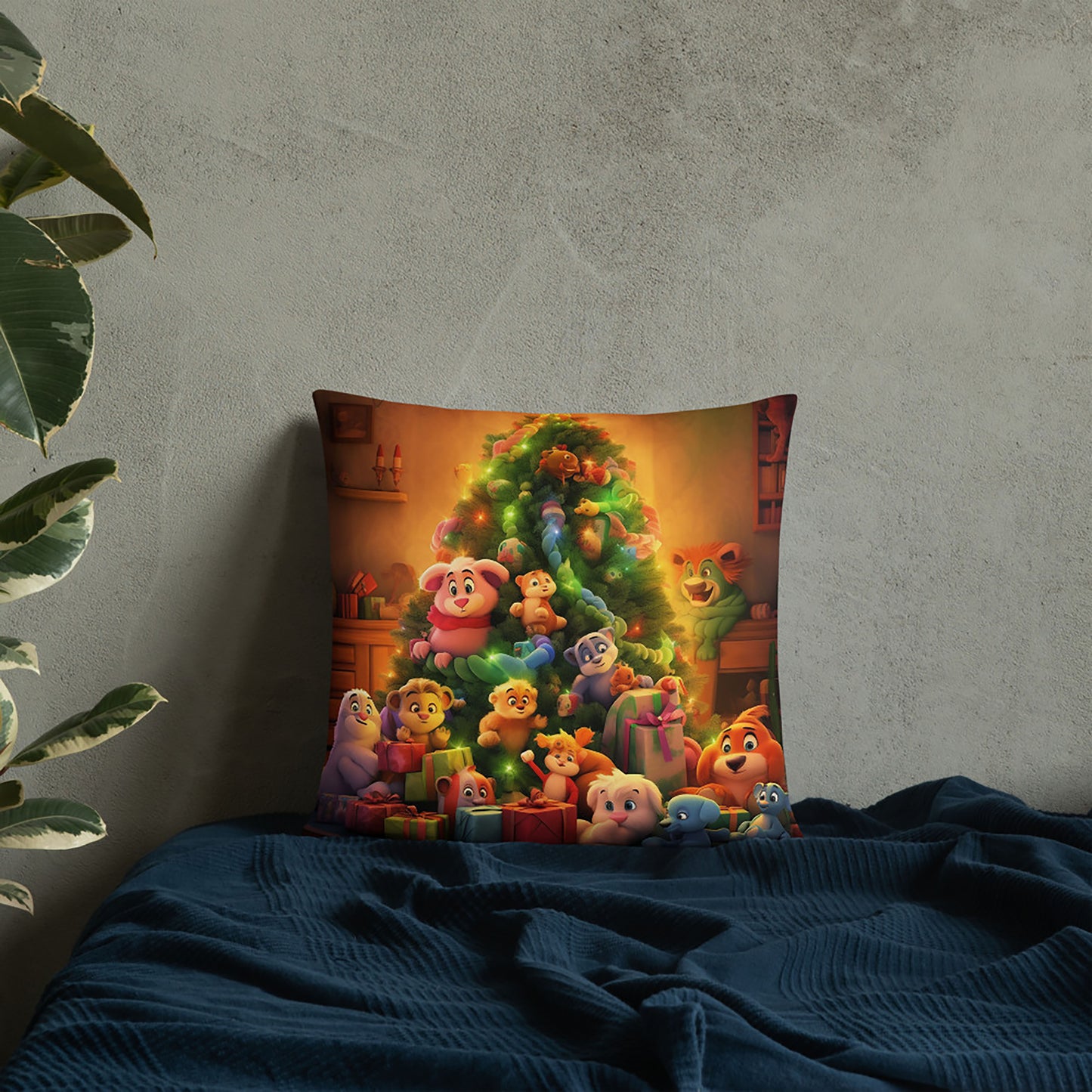 Christmas Throw Pillow Storytelling Keepsake Polyester Decorative Cushion 18x18