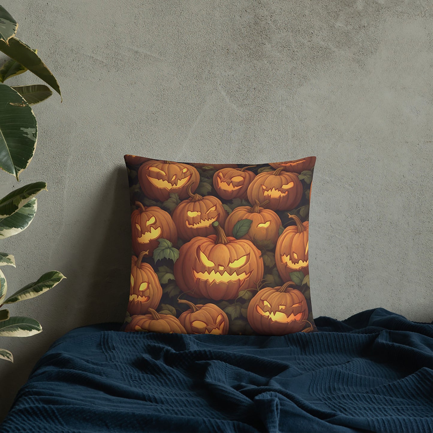 Halloween Throw Pillow Whimsical Realism Pumpkin Polyester Decorative Cushion 18x18