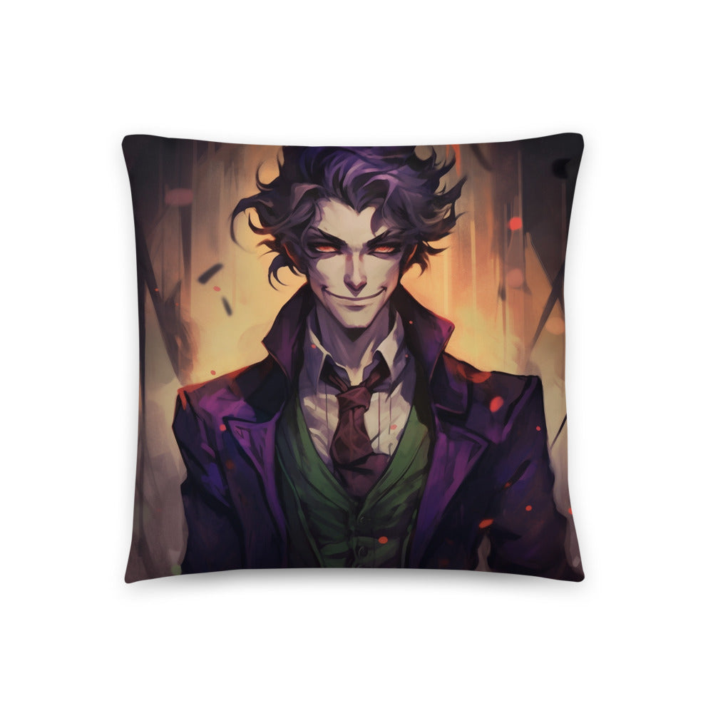 Anime-Style Handsome Vampire in Purple Suit Pillow