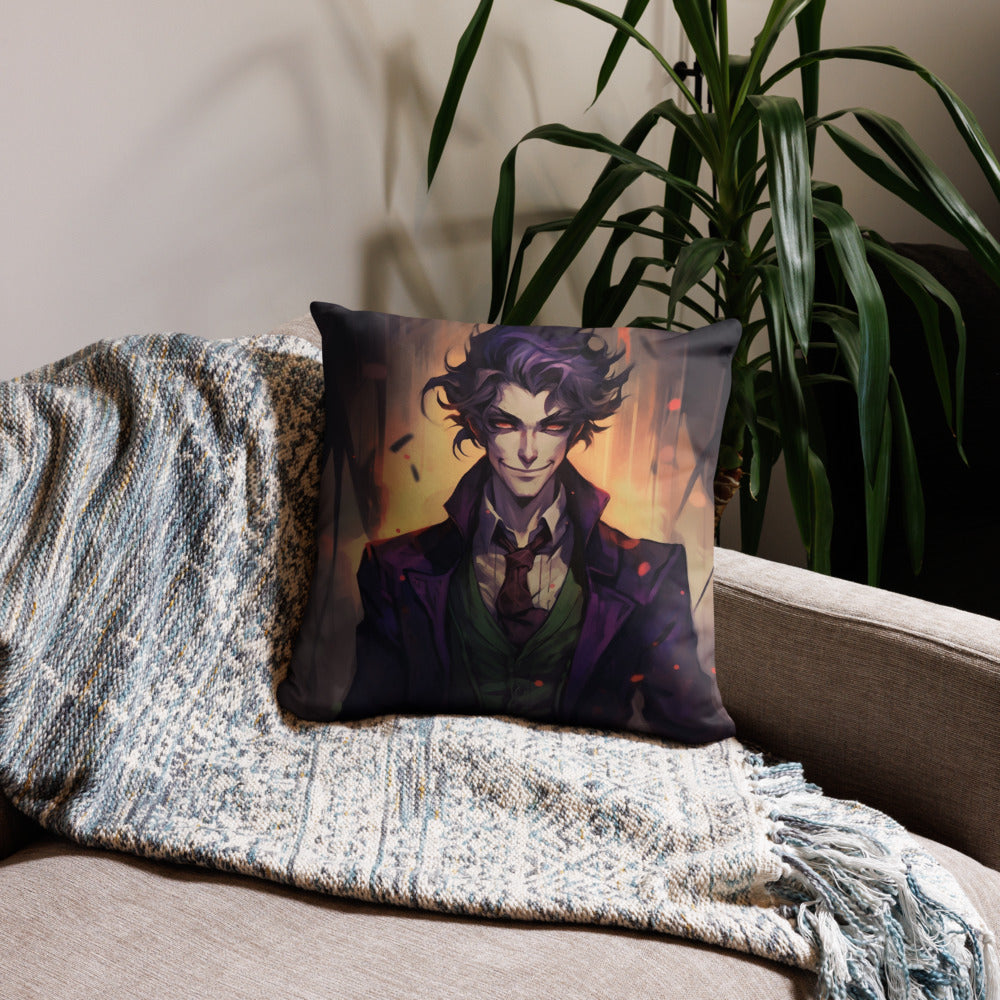 Anime-Style Handsome Vampire in Purple Suit Pillow