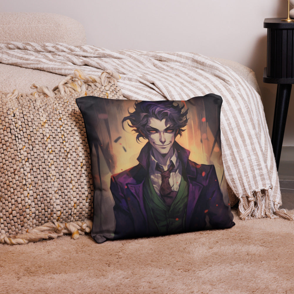 Anime-Style Handsome Vampire in Purple Suit Pillow