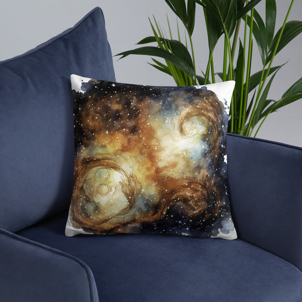 Space Throw Pillow Mysterious Orbiting Galaxy Polyester Decorative Cushion 18x18