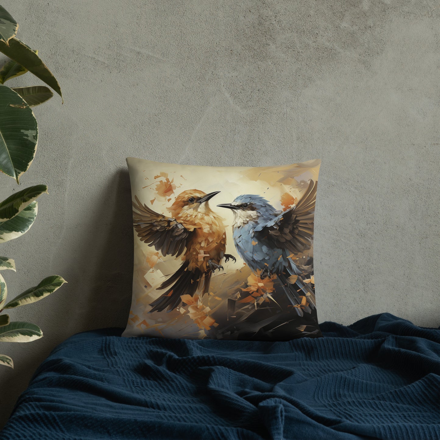 Bird Throw Pillow Fantasy Bird Flight Polyester Decorative Cushion 18x18