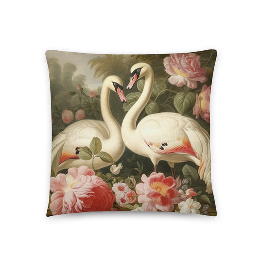 Bird Throw Pillow Graceful Swan Serenity Polyester Decorative Cushion 18x18