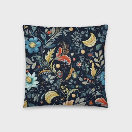 Floral Throw Pillow Blossoming Night Polyester Decorative Cushion 18x18